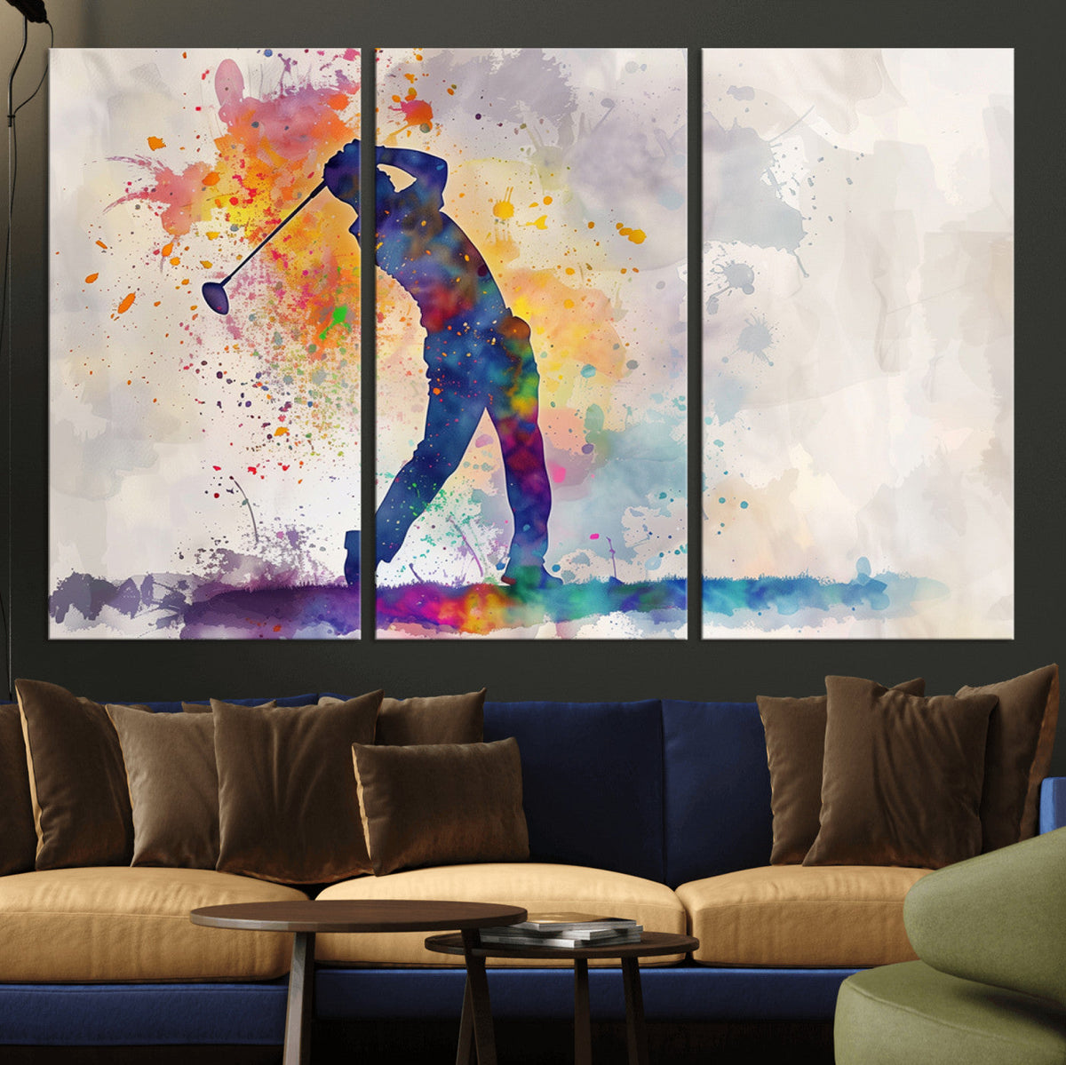 Watercolor Golf Swing Wall Art Canvas Print | Vibrant