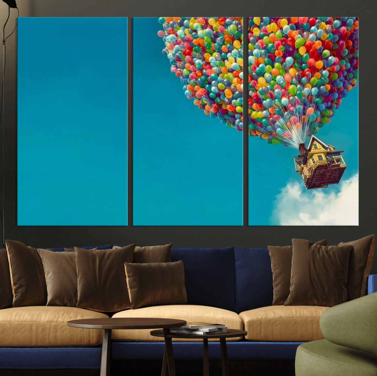 Carl Fredricksen, Up Movie Wall Art, Colorful Balloon House