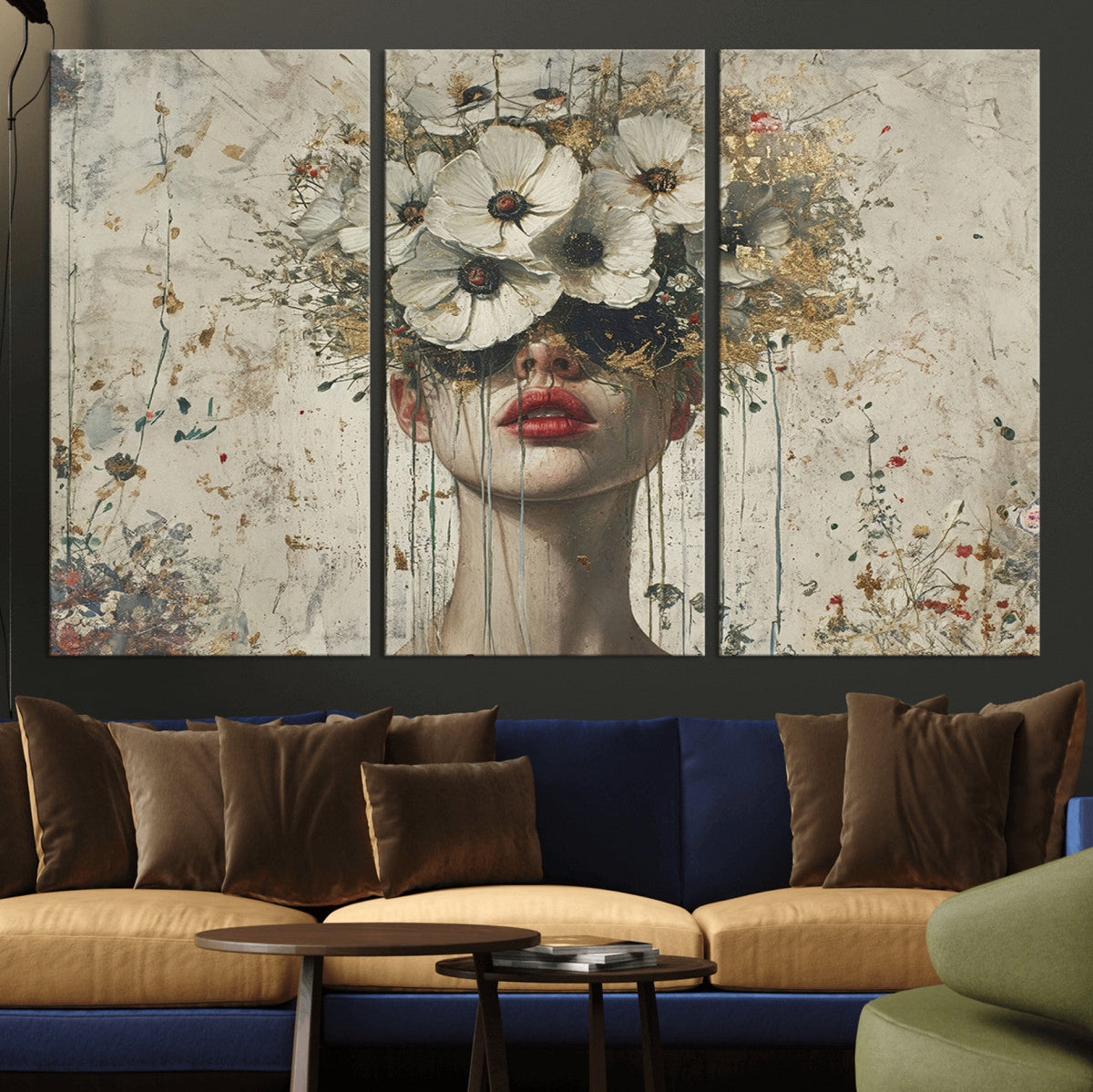 Abstract Floral Women Patel Wall Art Canvas Print