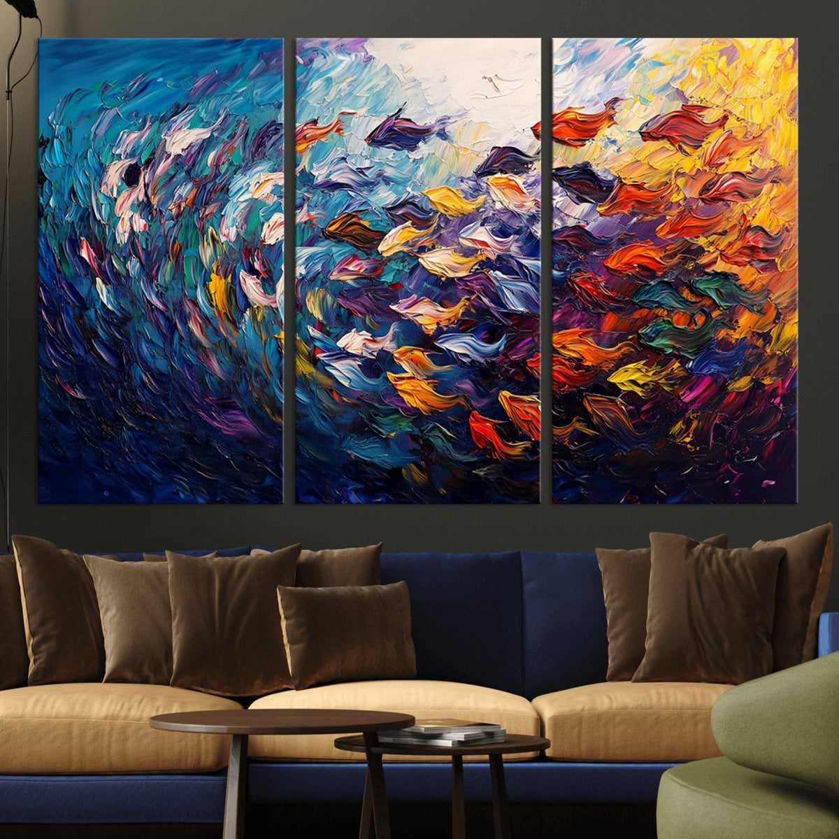 Vibrant Abstract Fish Swarm Art – Colorful Fish Inspired