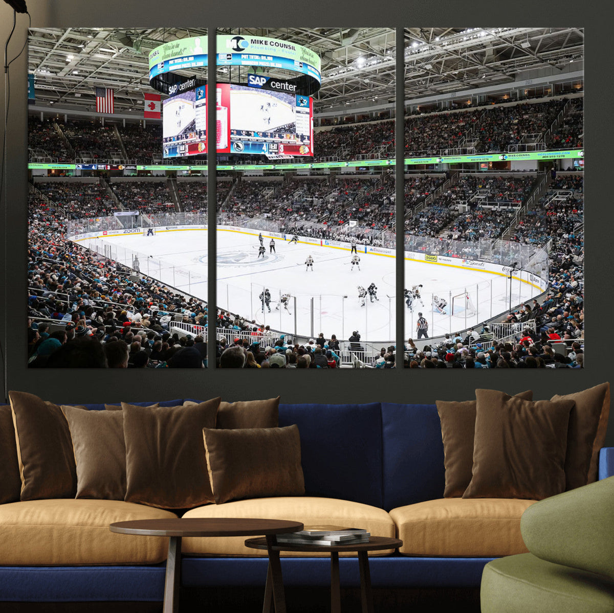 Sharks Arena Blackhawks Sharks Ice Hockey Stadium Wall Art