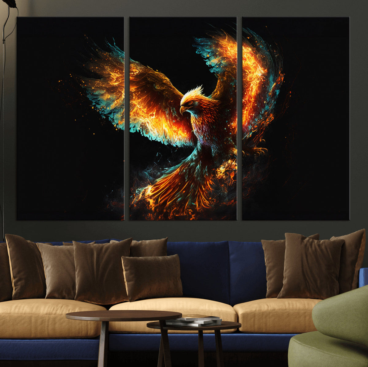Fiery Phoenix Canvas Print | Ready to Hang Wall Art | Bold