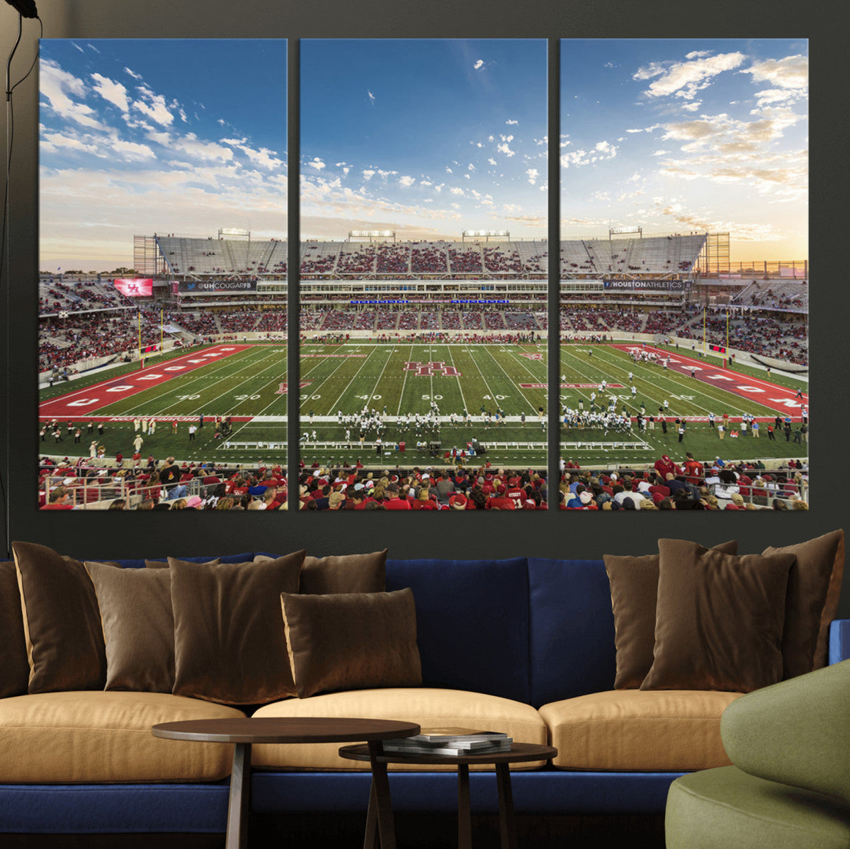 Framed Houston Cougars Football Team Print - Houston TDECU