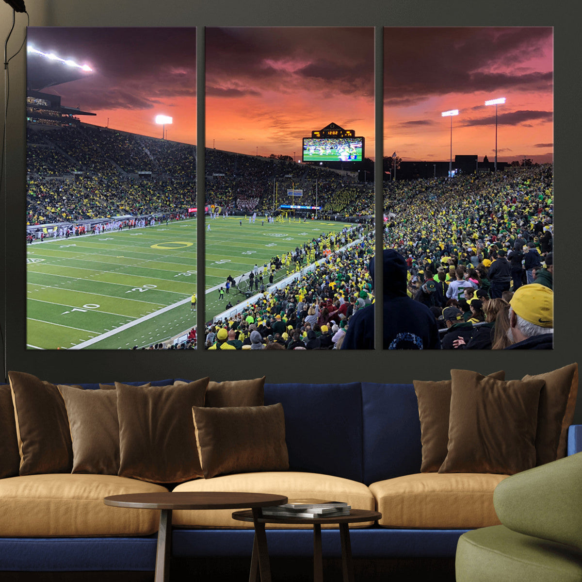 Eugene Autzen Stadium Canvas Wall Art Print – Sunset Over