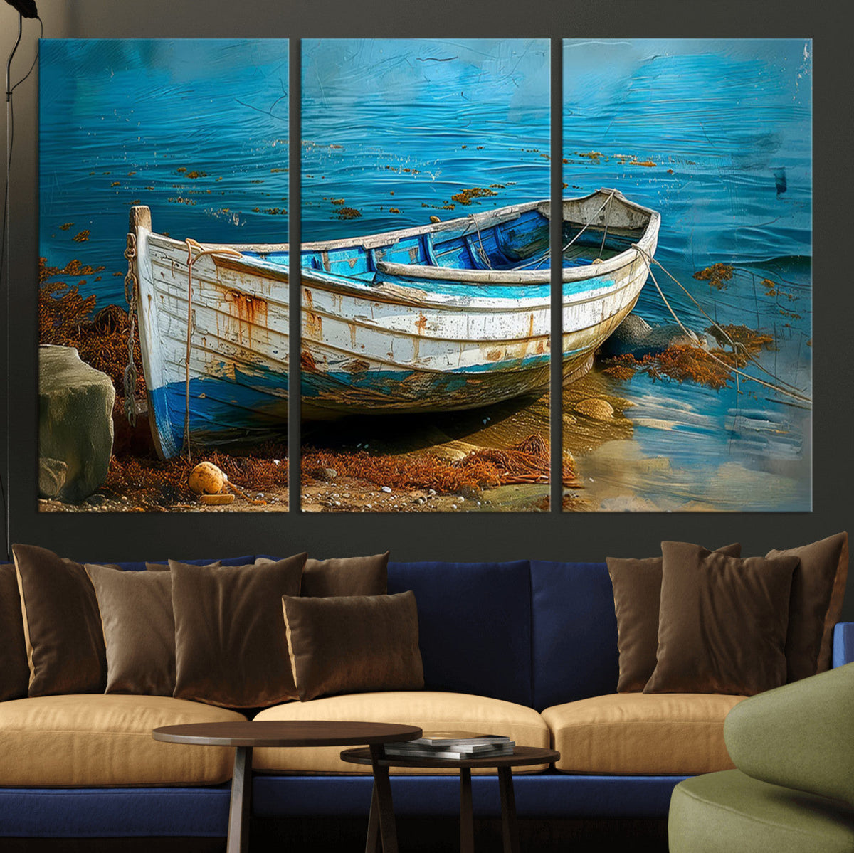 Vintage Boat on Tranquil Waters | Coastal Wall Art for