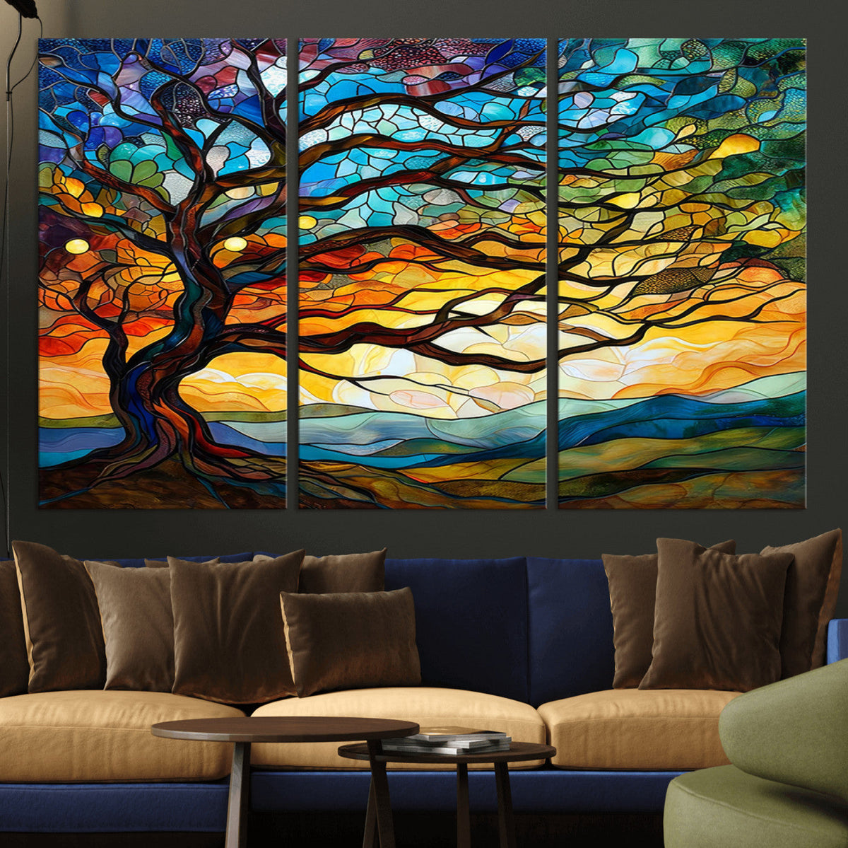 Mosaic Tree Wall Art | Ready to Hang Stained Glass Style