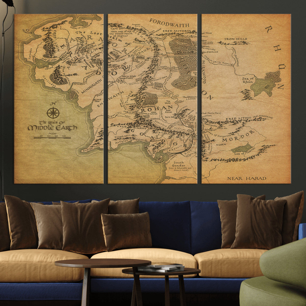 Middle Earth Map Canvas Wall Art – Vintage Fantasy Map