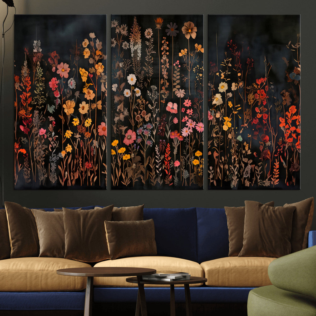Large Floral Painting Print Illustration Flowers Canvas Wall