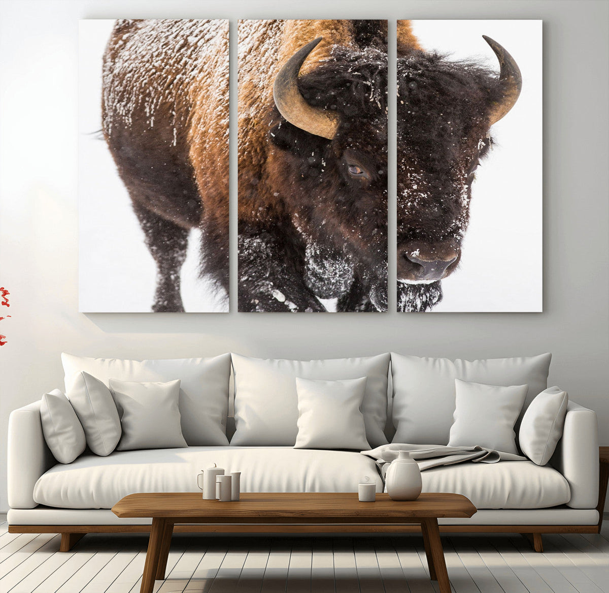Bison Wall Art Canvas Print For Farmhouse, Wild Animal Wall
