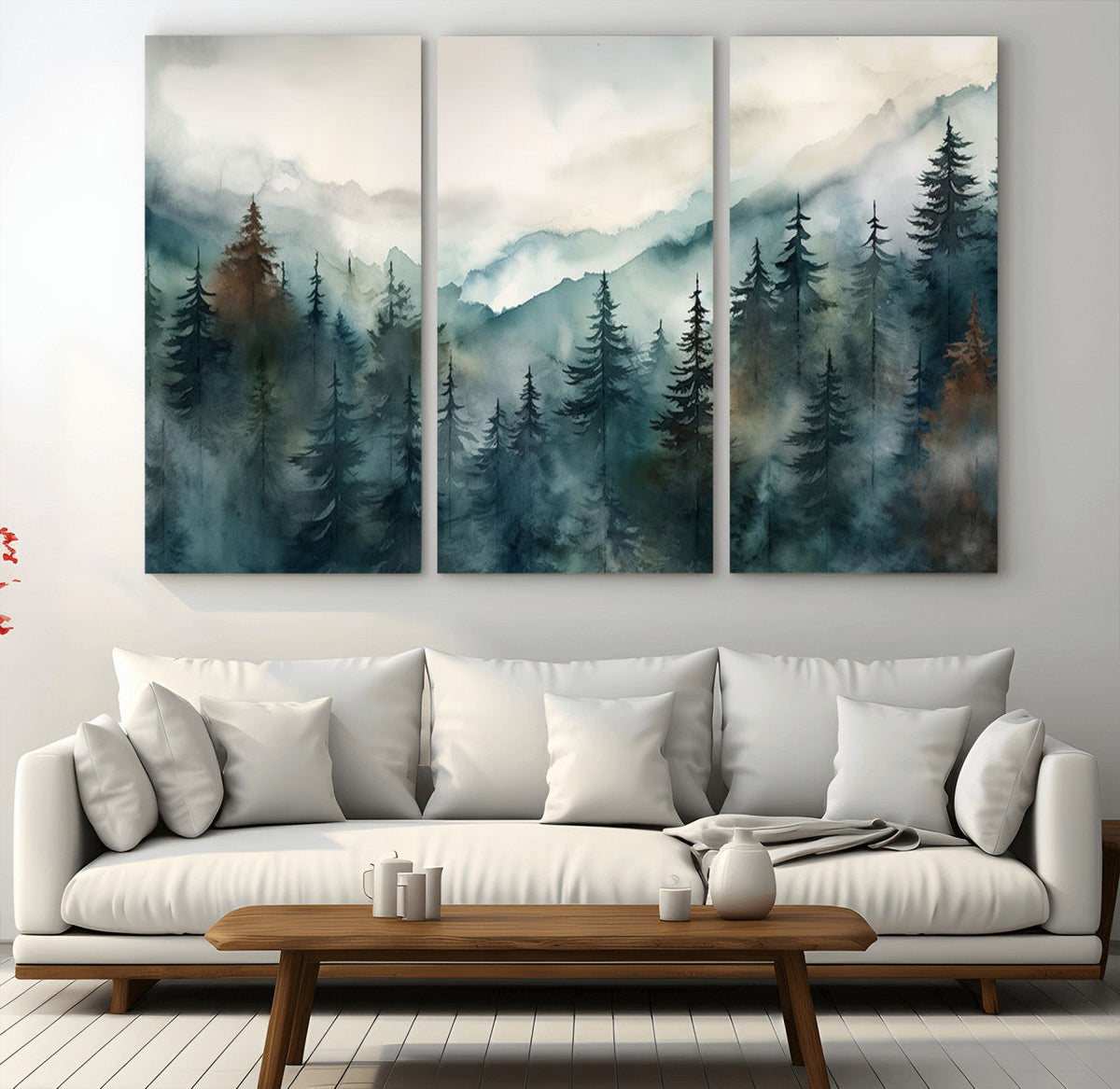 Serenity Forest Wall Art Canvas | Foggy Mountain Landscape