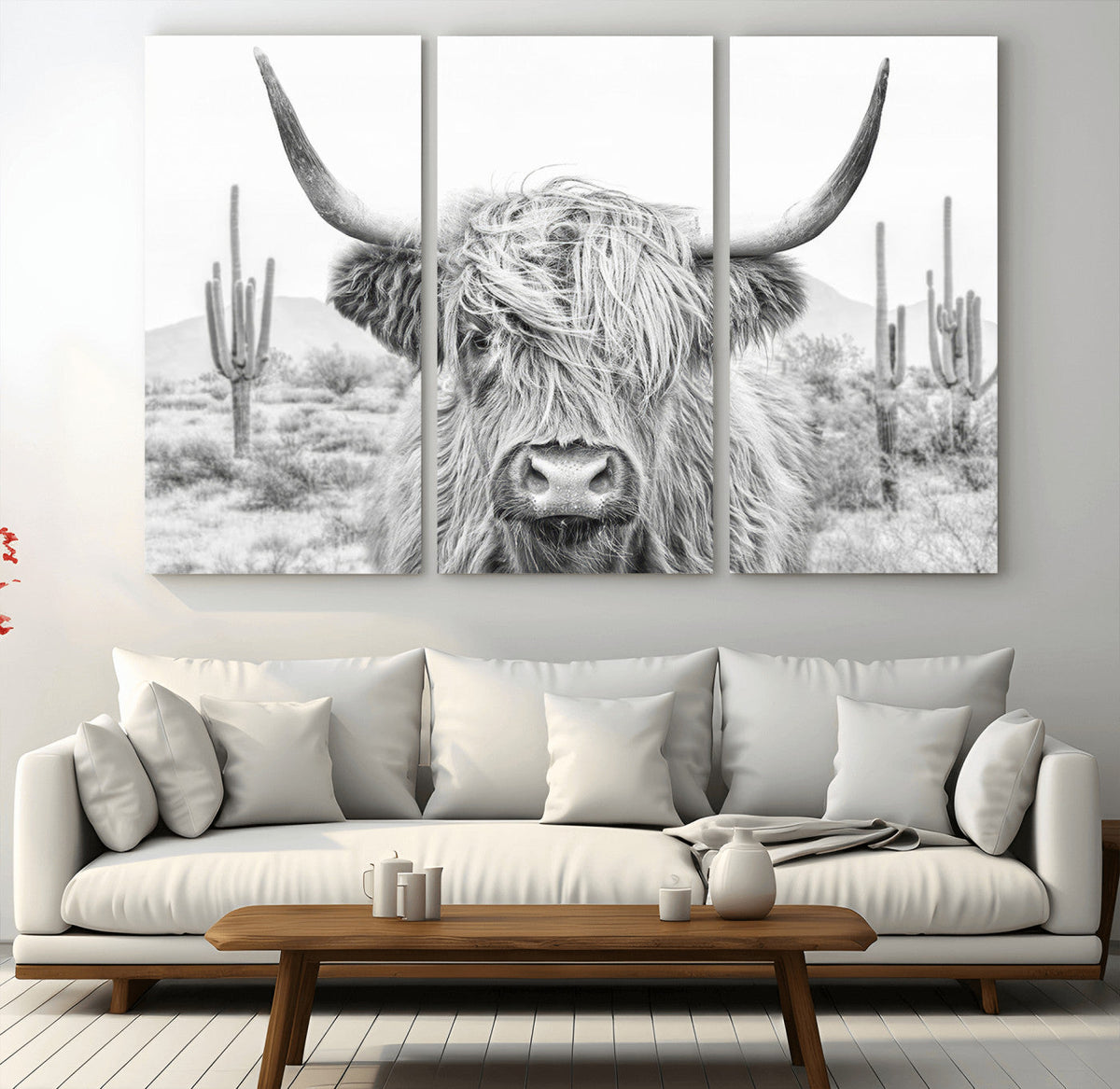 Rustic Charm | Cow Longhorn Black White Bighorn Wall Art