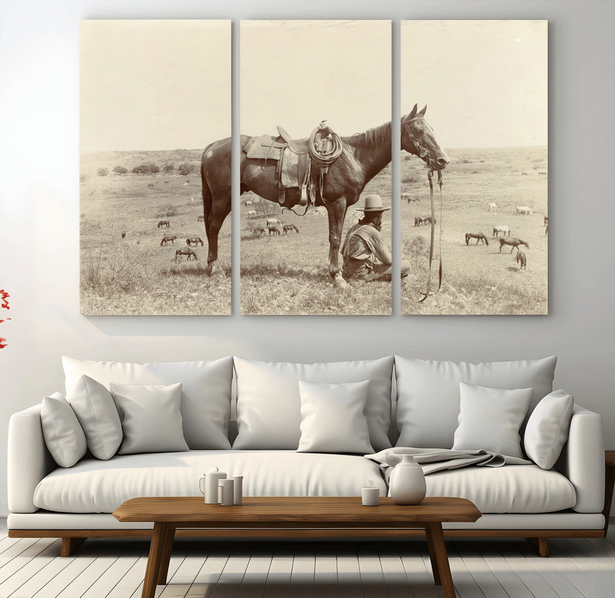 Cowboy Wall Art - Western Horse Canvas Print - Vintage