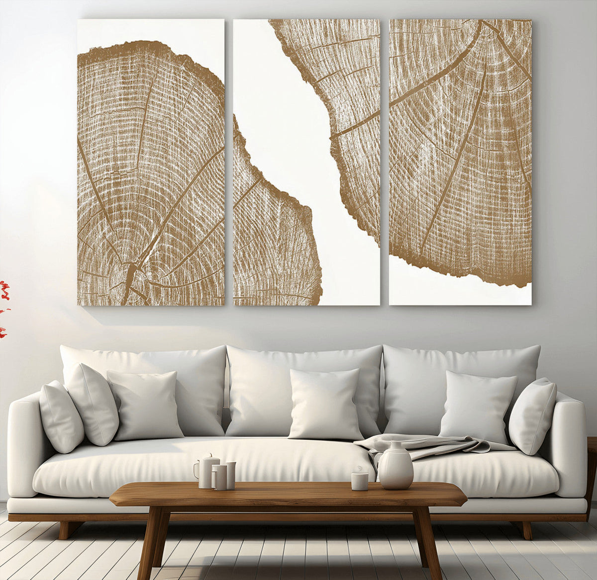 Rustic Brown Tree Ring Wall Art Canvas Print – Framed and