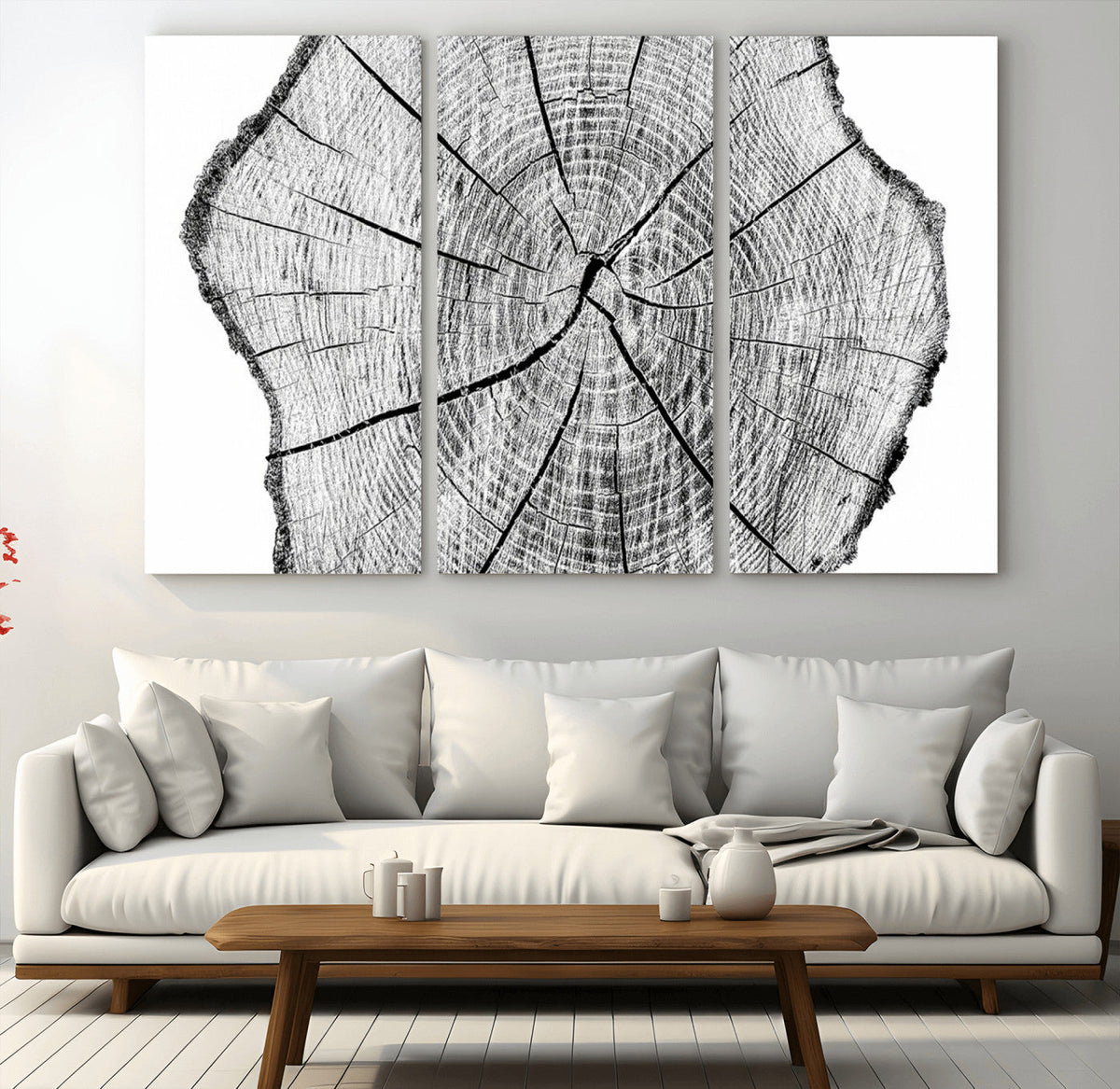 Rustic Tree Ring Wall Art Canvas Print – Framed and Ready to