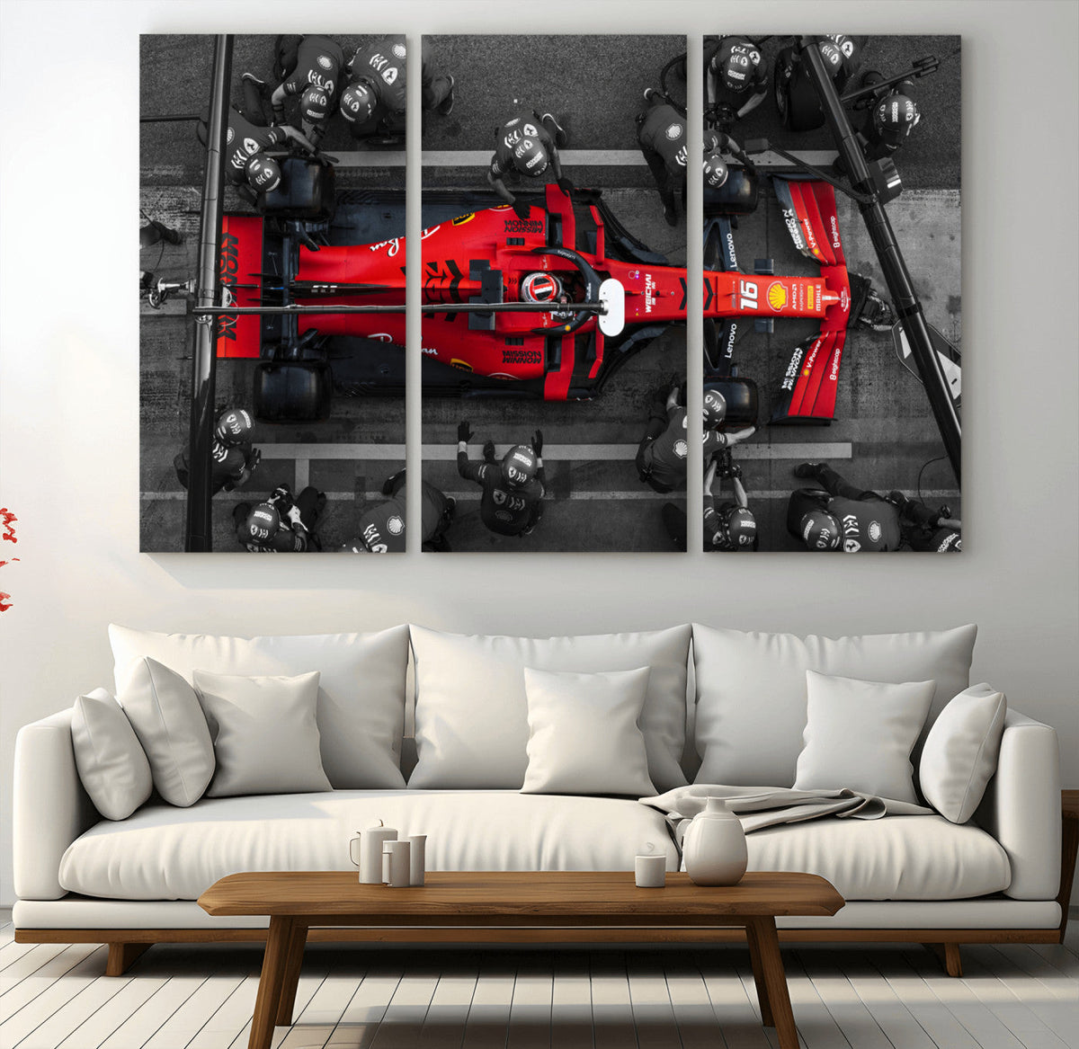 Ferrari Pit Stop Canvas Wall Art – Precision and Speed
