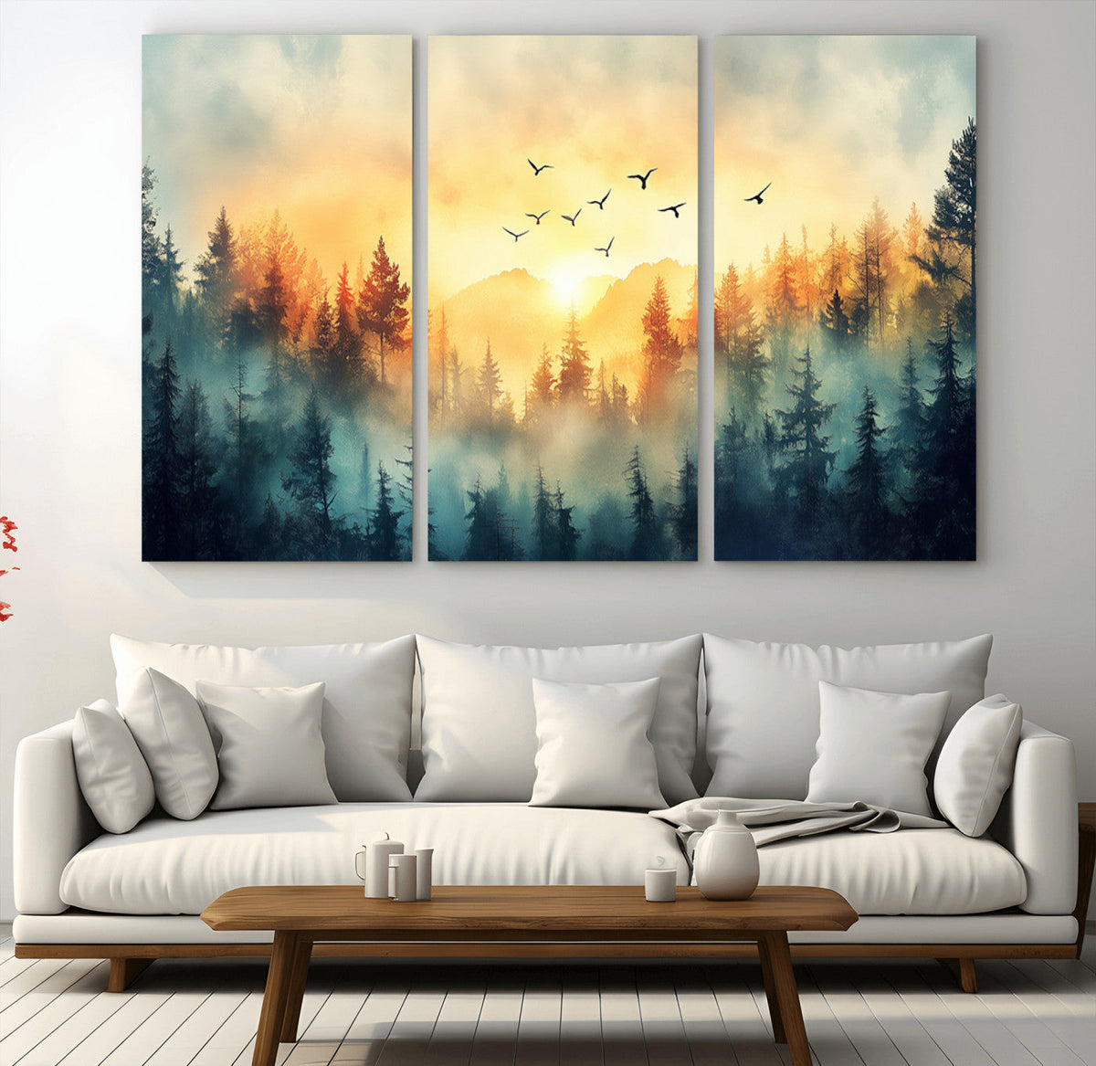 Abstract Forest Wall Art Print- Serene Nature Canvas Print
