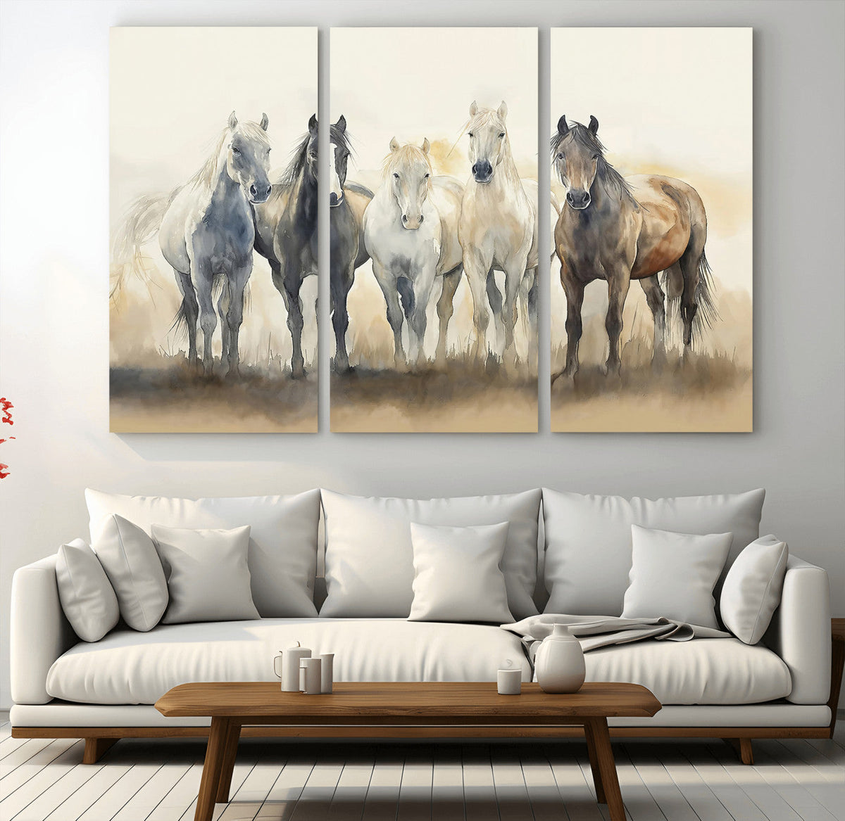 Wild Horses Wall Art Canvas Print, Framed Running Horses Art