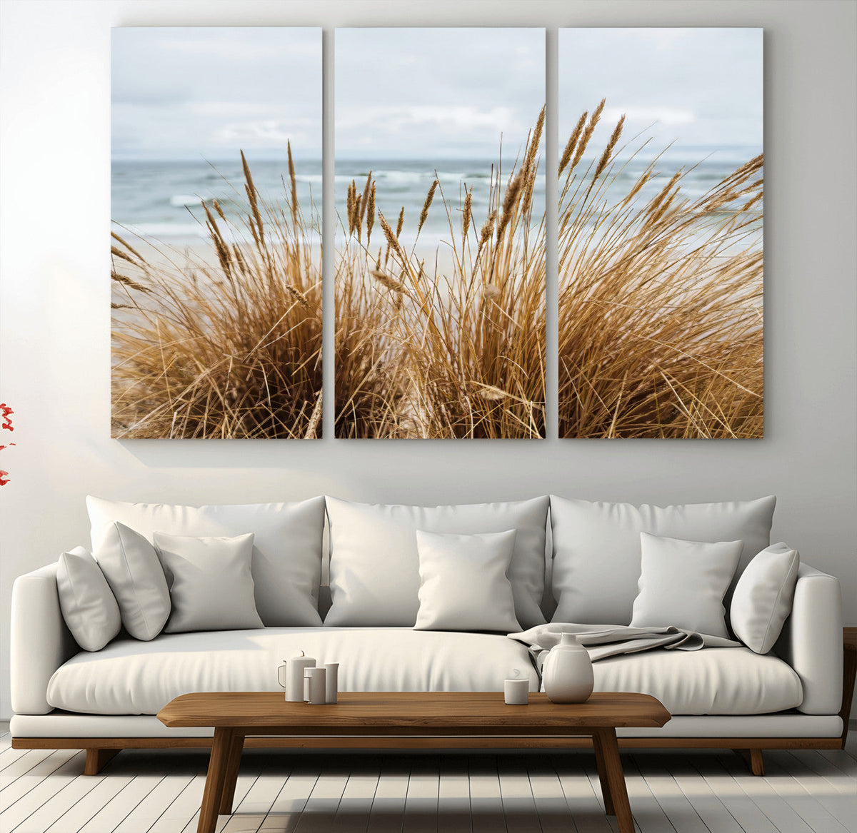 Beach Grass Wall Art Canvas Print – Framed Coastal Dunes Art