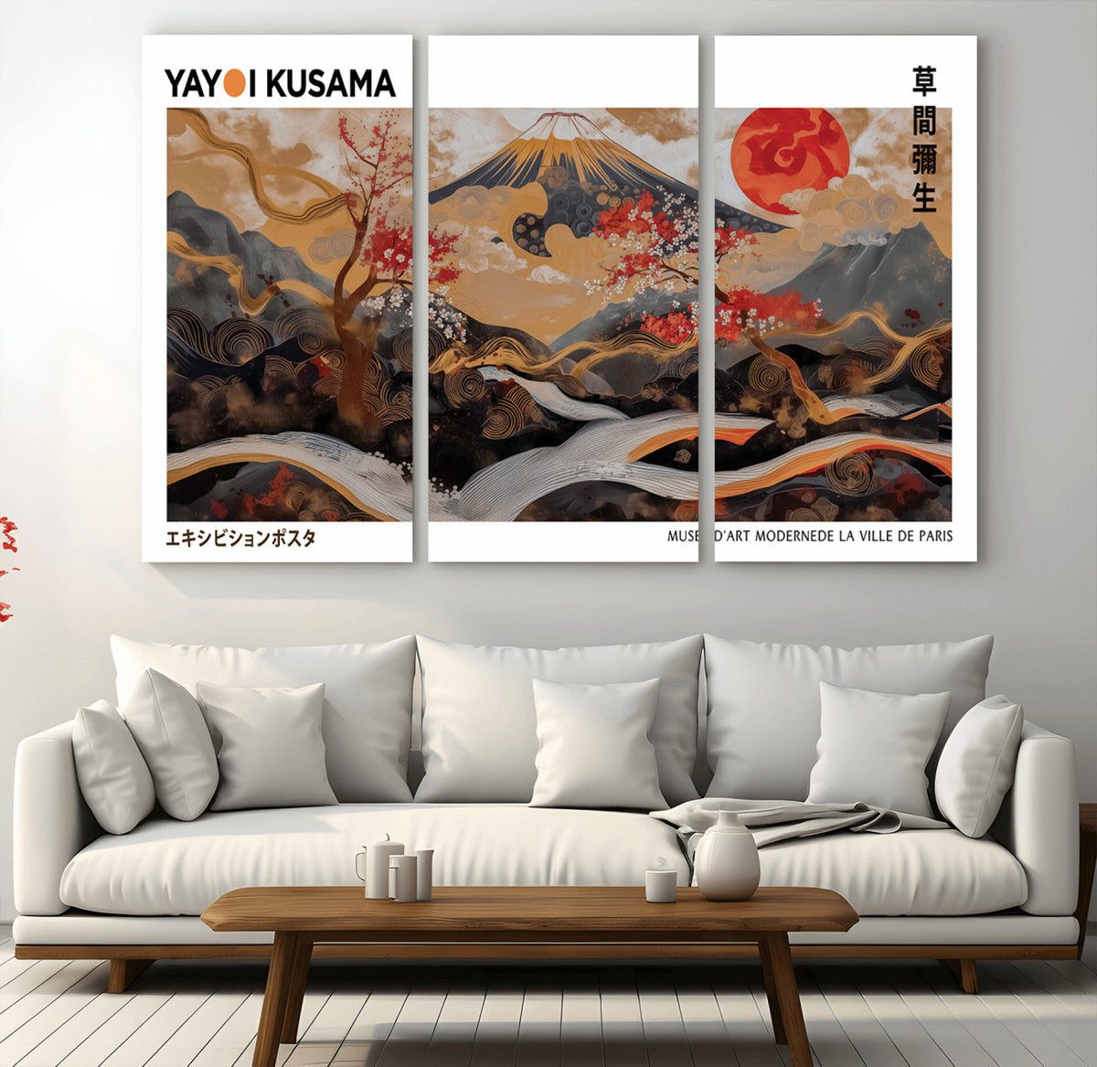 Modern Japanese Wall Art Canvas Print – Framed Abstract