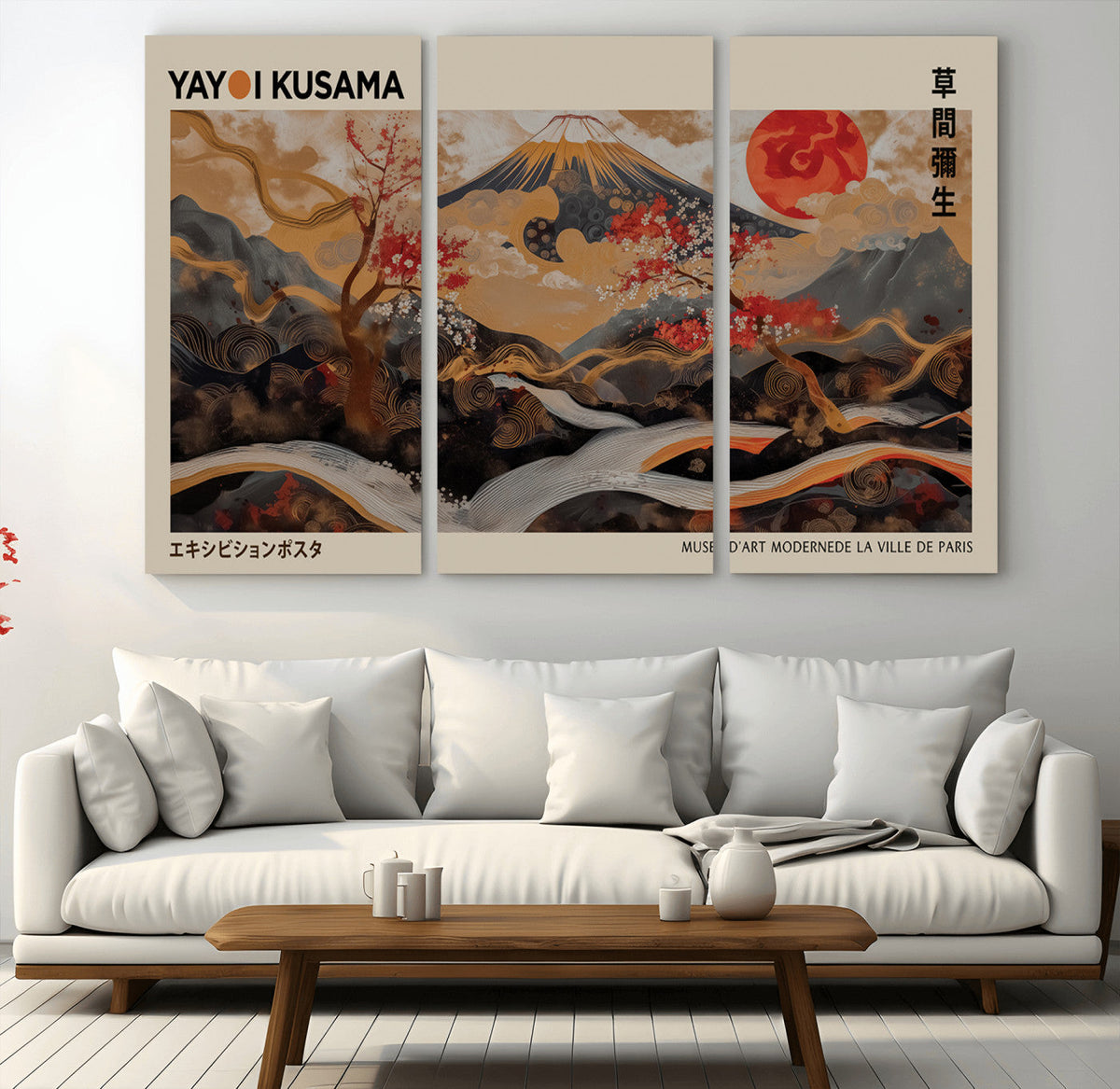 Modern Japanese Wall Art Canvas Print – Framed Abstract