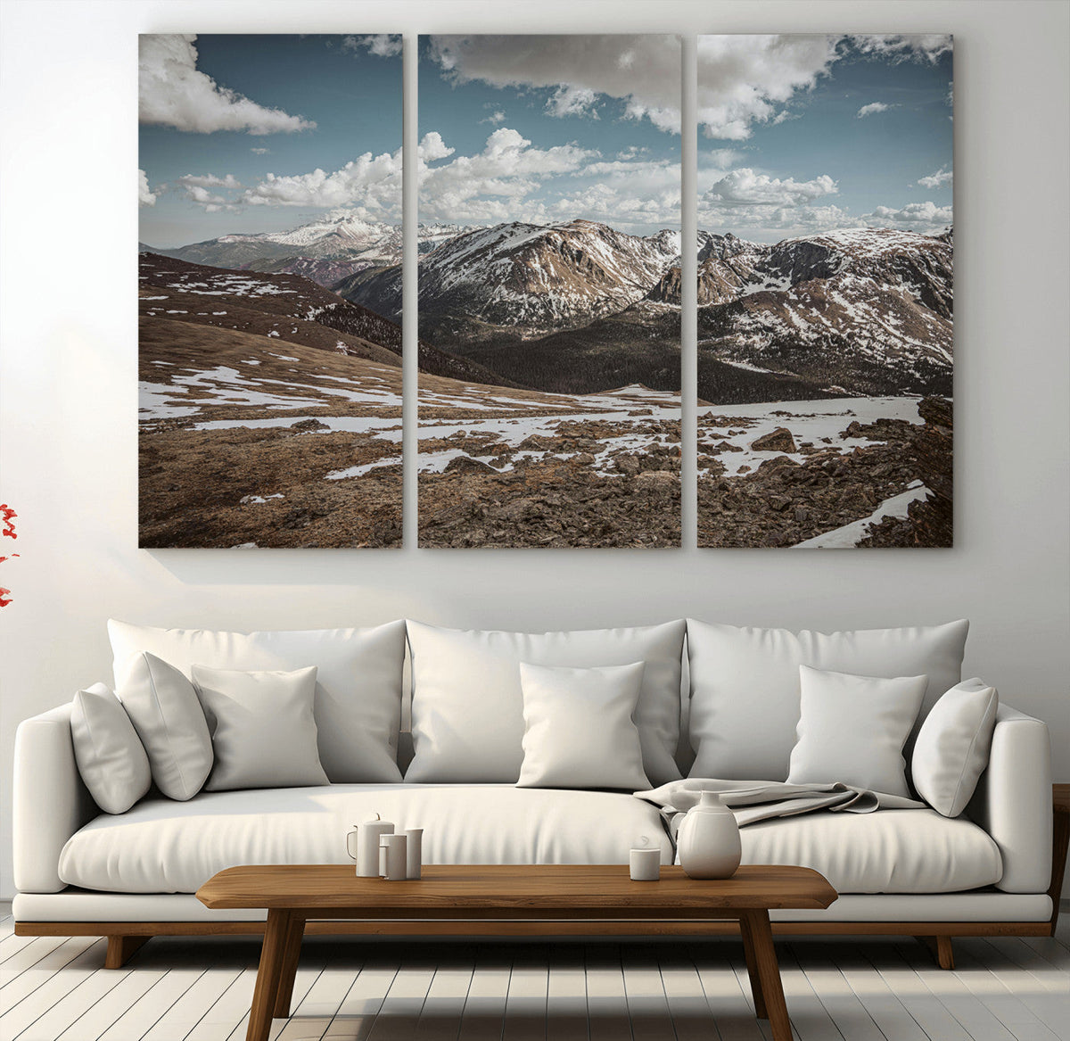 Mountain Landscape Wall Art Canvas Print – Framed Snowy
