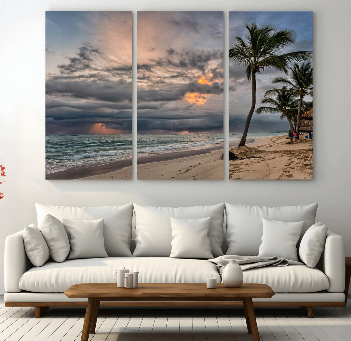 Tropical Storm Wall Art Canvas Print – Framed Moody Beach