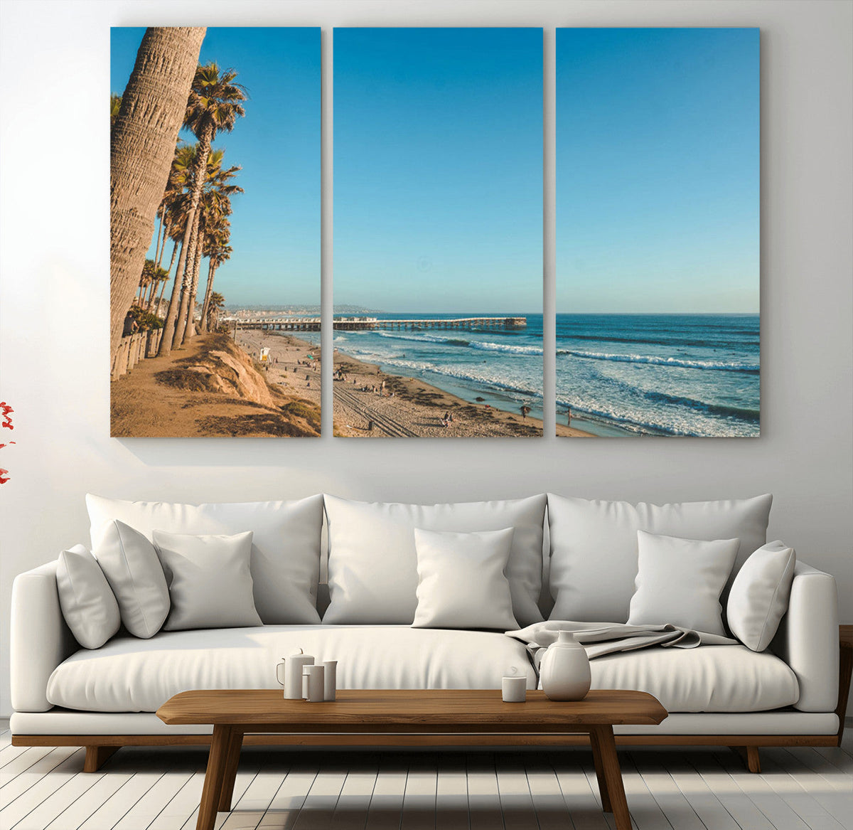 Scenic Beach Wall Art Canvas Print – Tall Palm Trees, Sandy