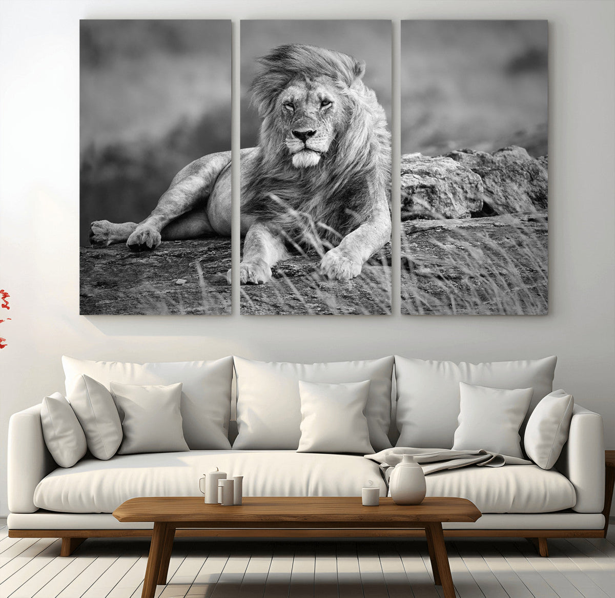 King Forest Lion Wall Art Canvas Print – Framed Majestic