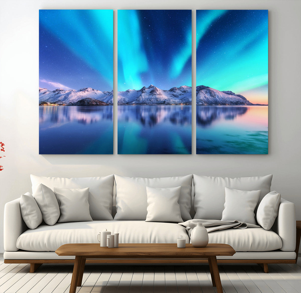Northern Lights above Mountain Wall Art, Northern Lights