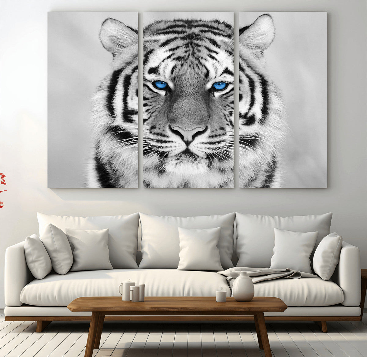Black and White Tiger Wall Art Animal Canvas Print