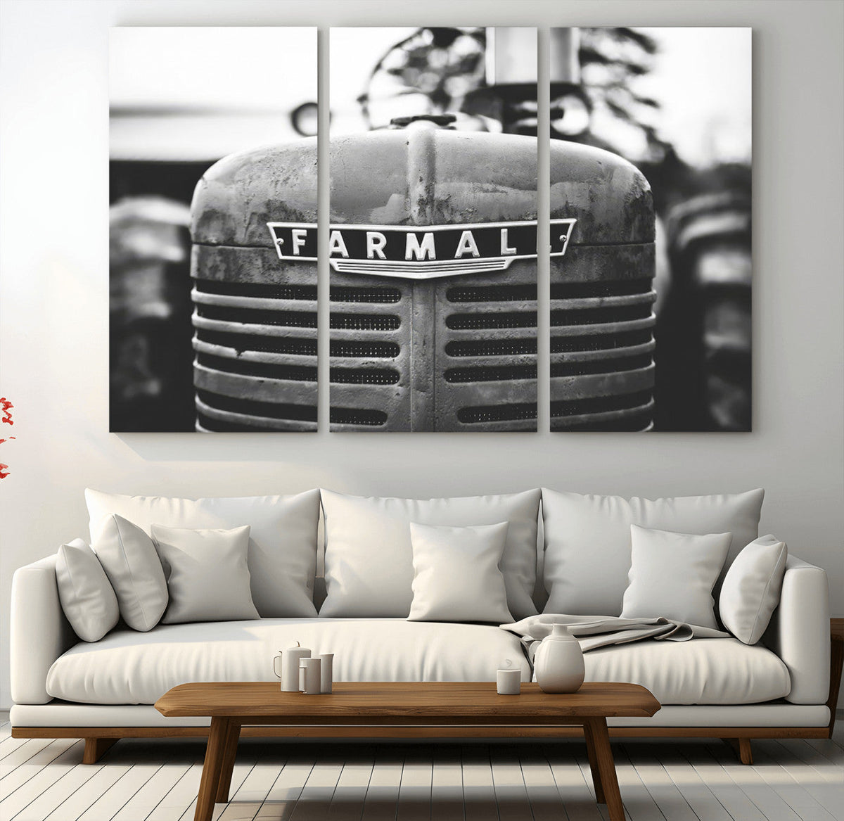 Vintage Farmall Tractor Wall Art Canvas Print, Rustic