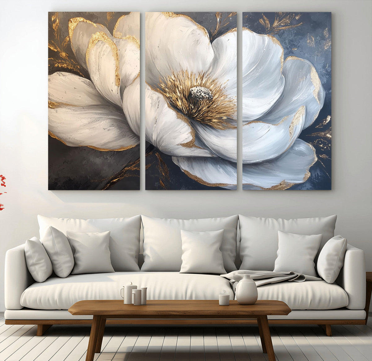 White Magnolia Flower Wall Art Canvas Print | Abstract