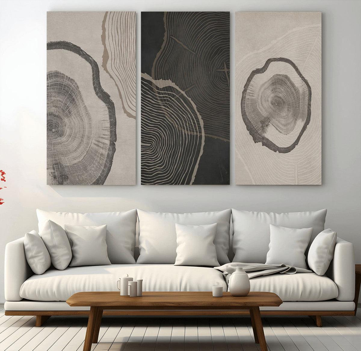 Minimalist Tree Rings Wall Art | Modern Abstract Canvas