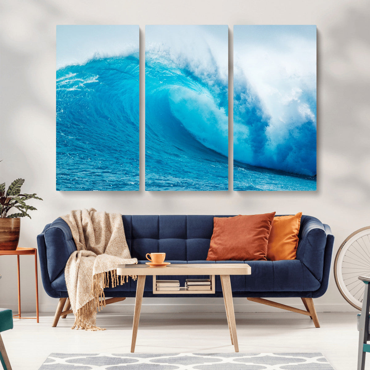 Big Ocean Surfing Wave Wall Art Canvas Print