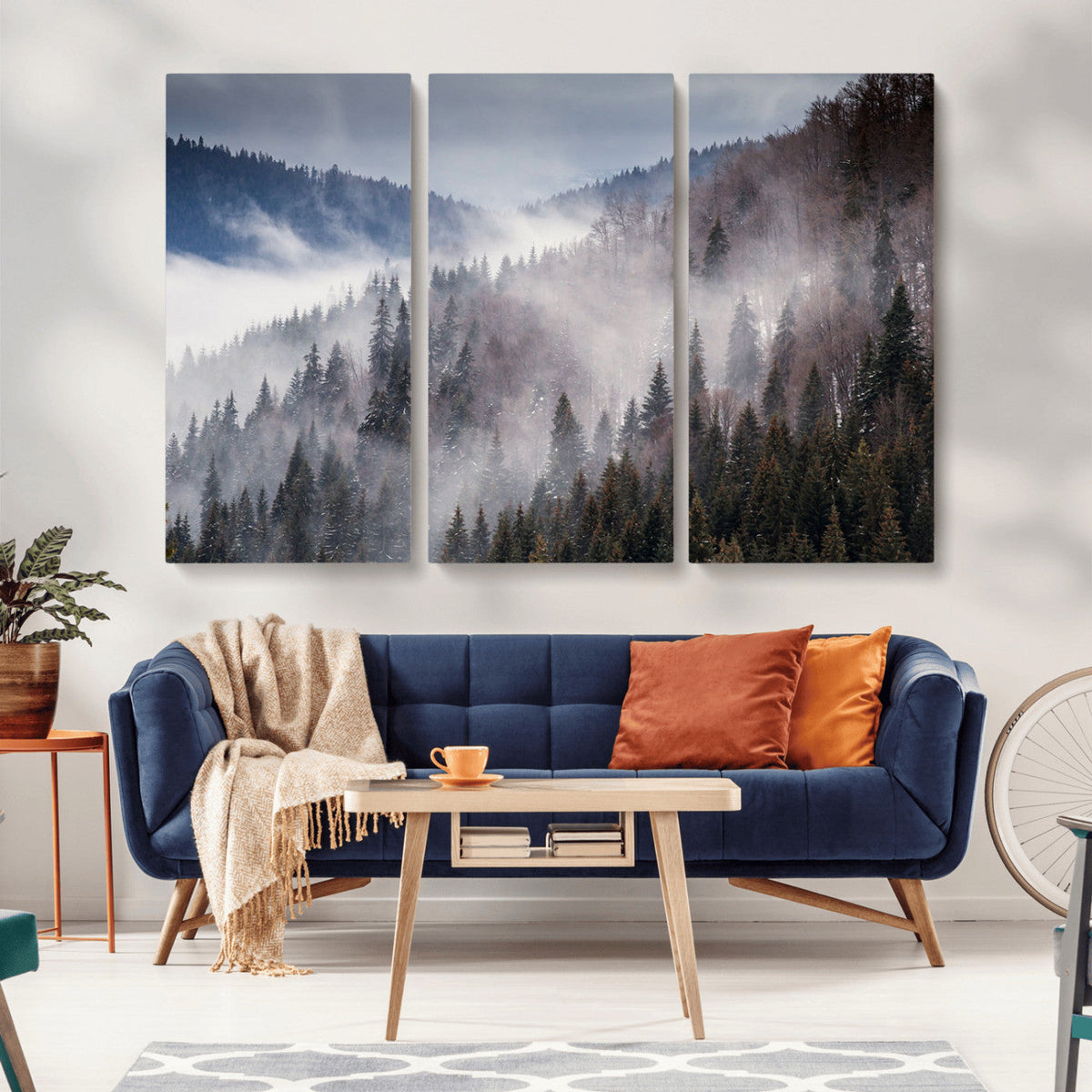 Beautiful Rising Fog in Winter Mountain Landscape- Framed