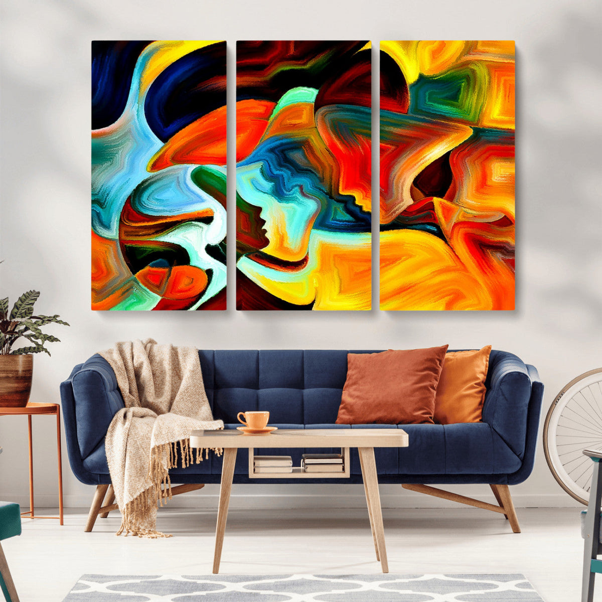 Human Love Figures Abstract Wall Art Canvas Print