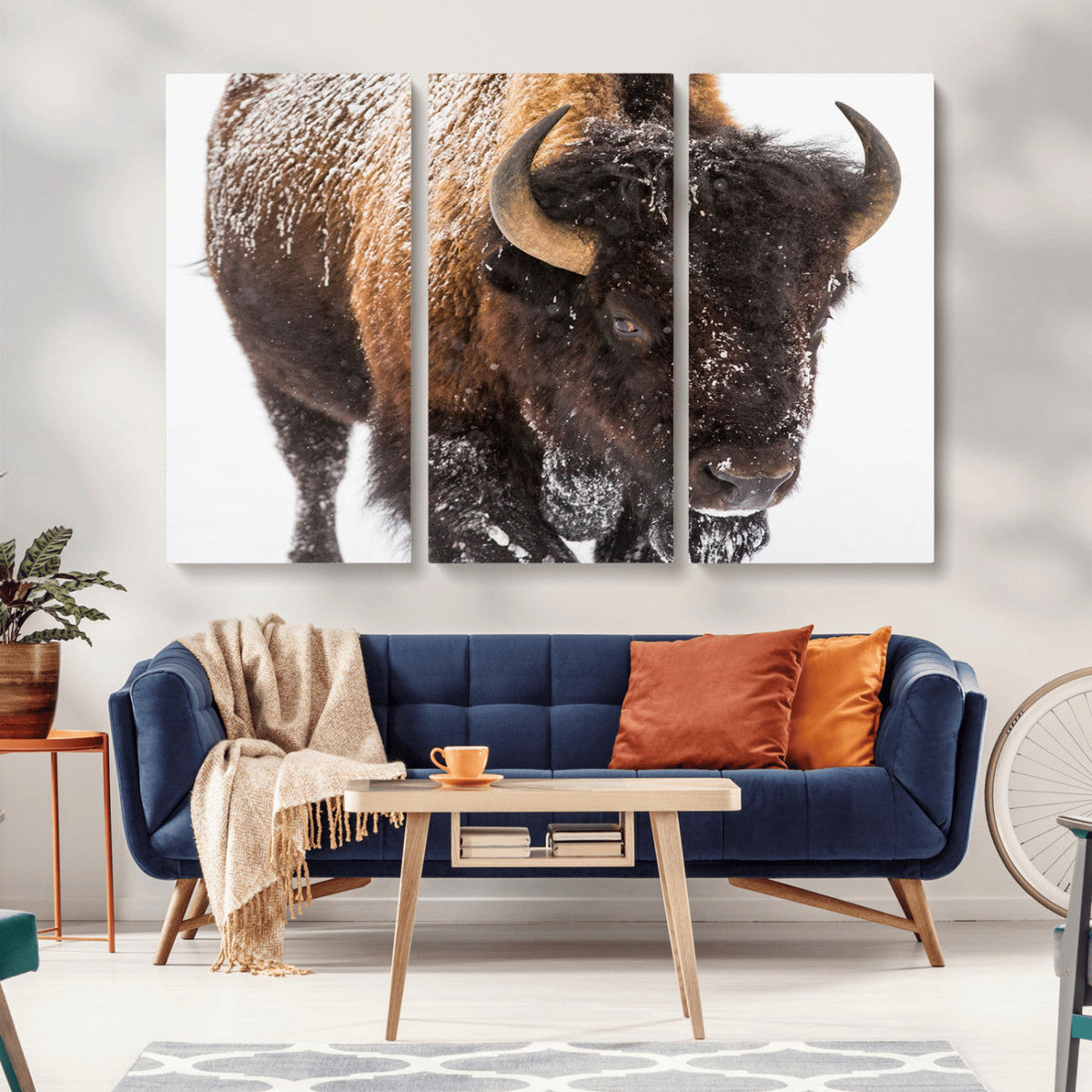 Bison Wall Art Canvas Print For Farmhouse, Wild Animal Wall