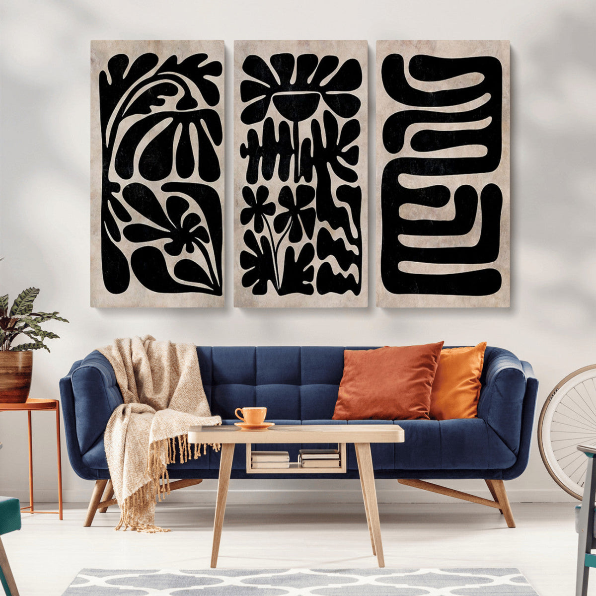 Canvas Print Wall Art Abstract Art Boho, Framed Boho Art