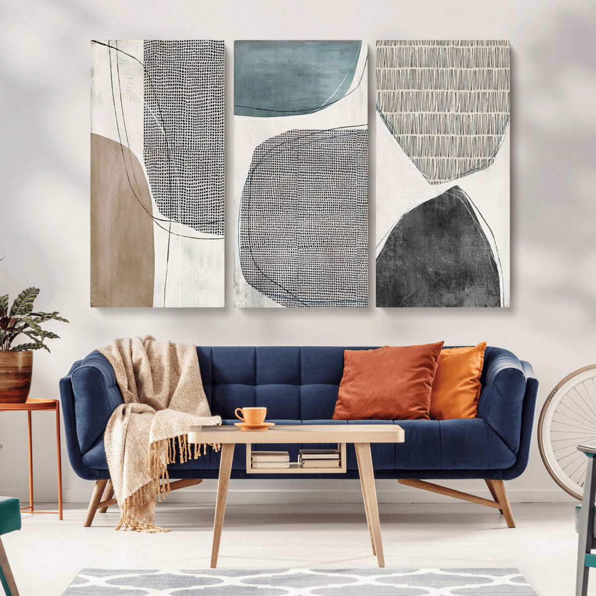 Canvas Print Wall Art Abstract Art Boho, Framed Boho Decor
