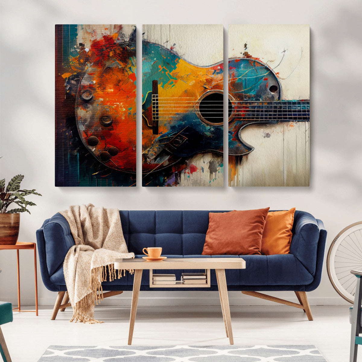 Abstract Guitar Wall Art Canvas | Vibrant Music-Inspired Art