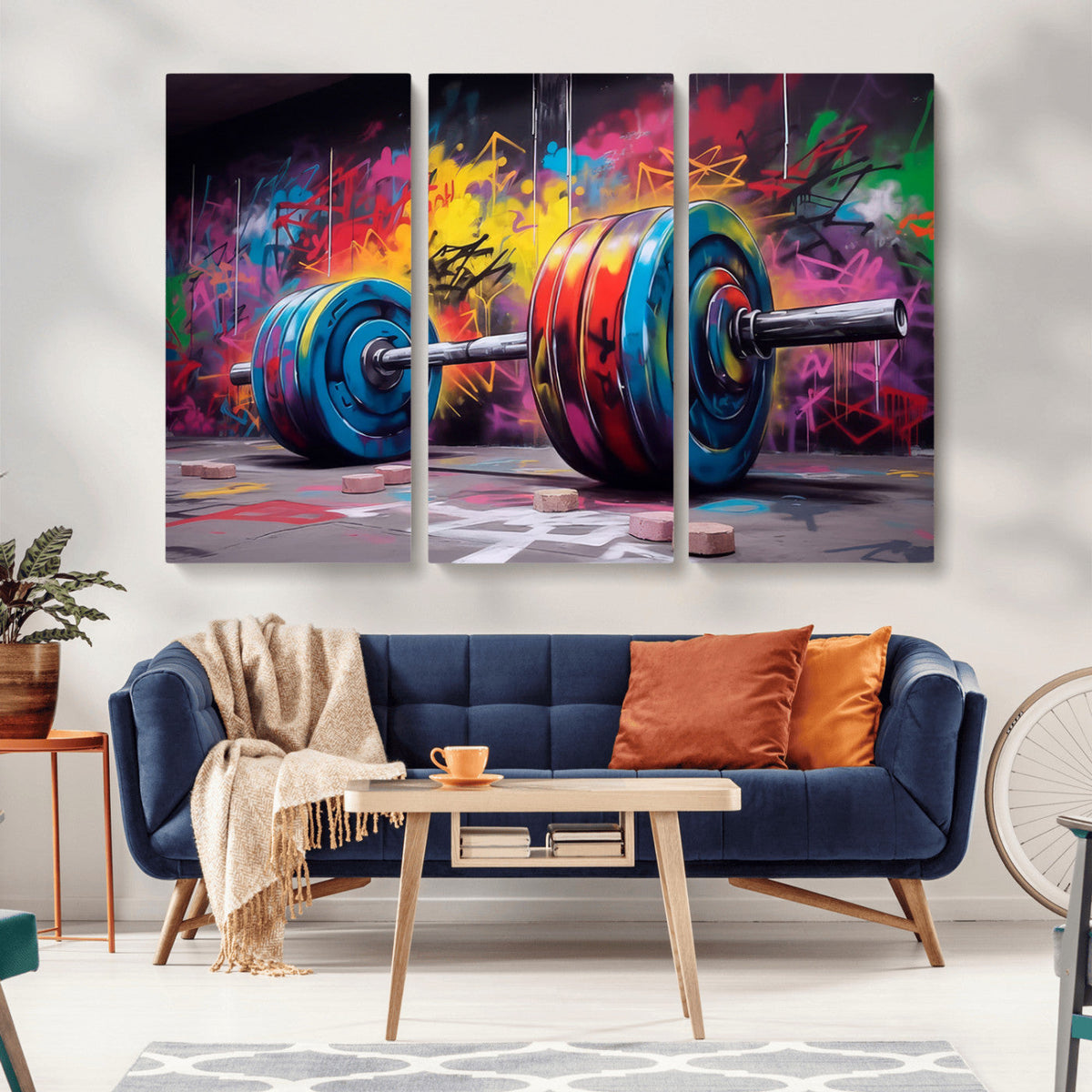 Abstract Graffiti Barbell Canvas Wall Art – Urban Fitness