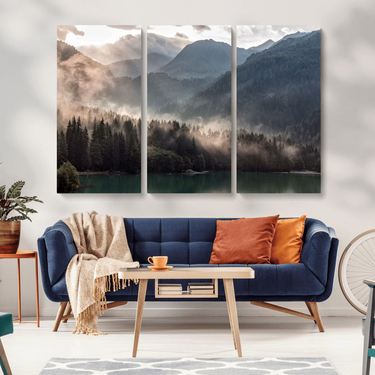 Foggy Mountain Canvas Print Forest Wall Art