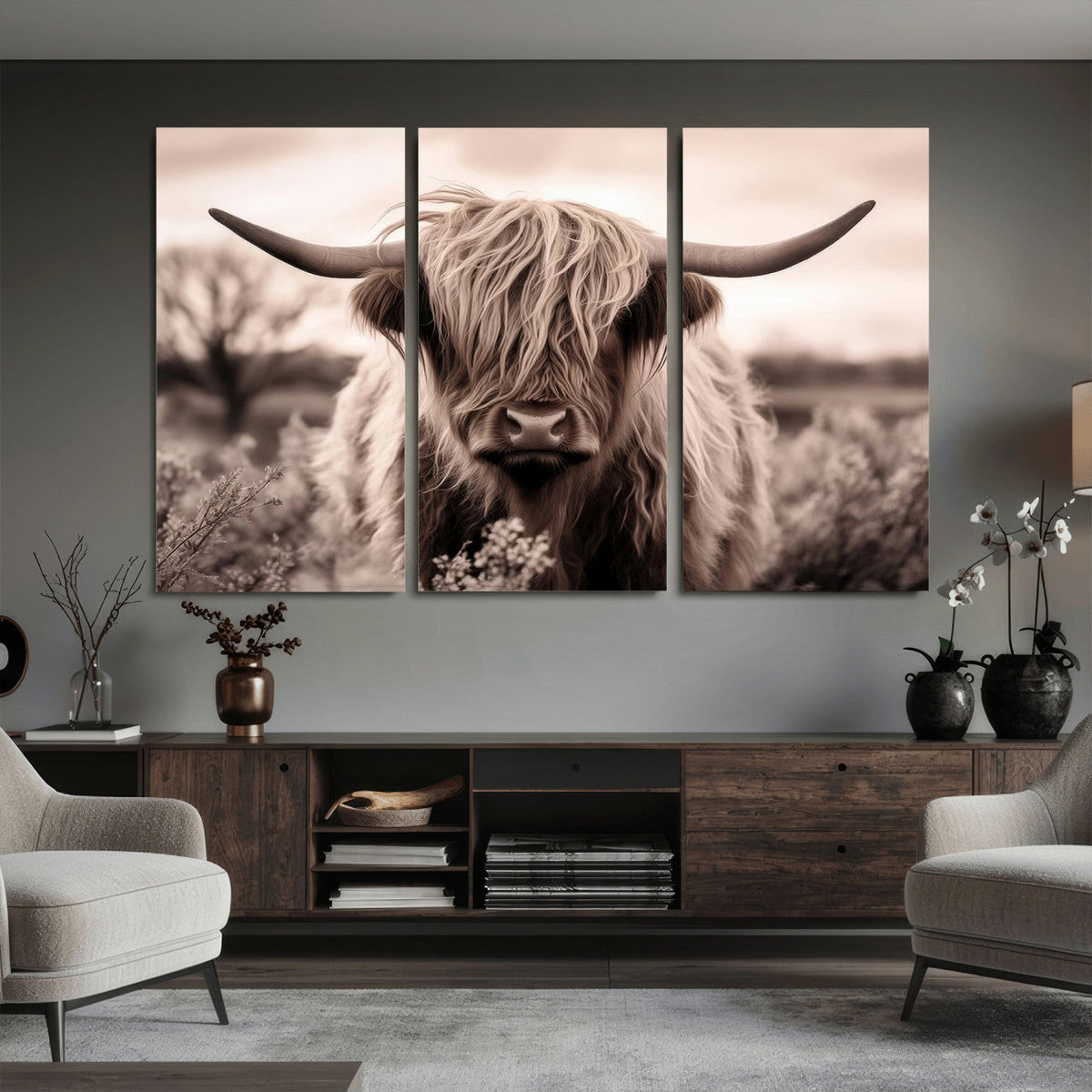 Scottish Cow Longhorn Wall Art Canvas Print