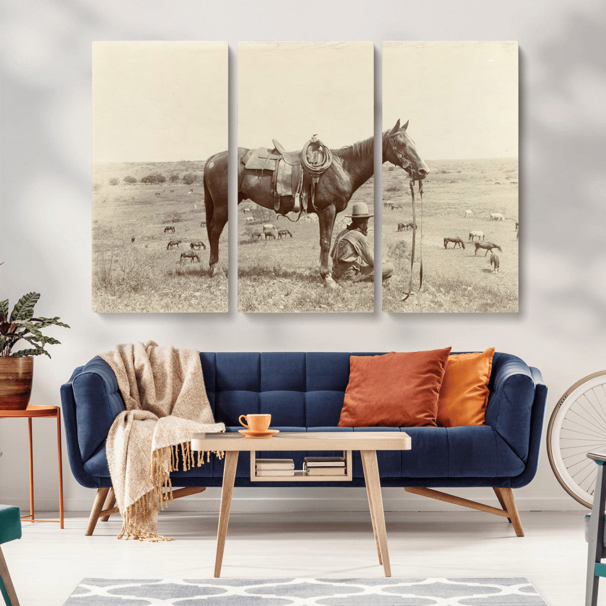 Cowboy Wall Art - Western Horse Canvas Print - Vintage