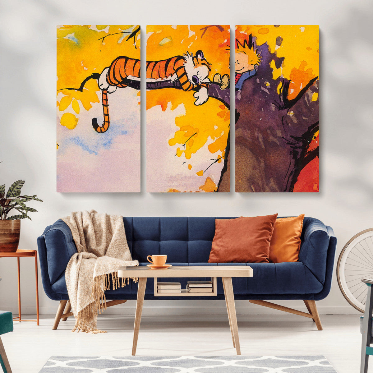 Calvin and Hobbes Tree Scene Canvas Print | 3 Panel Large