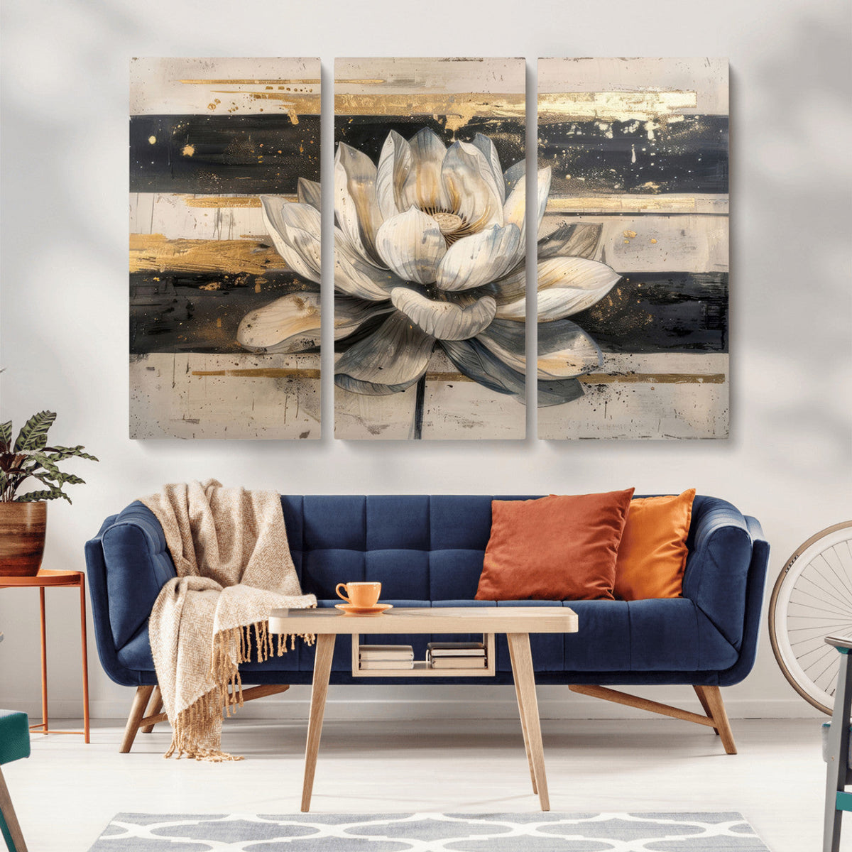 Lotus Flower Wall Art – Framed Abstract Floral Canvas