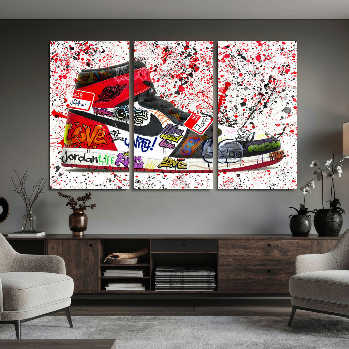 Jordan Shoes Graffiti Wall Art Canvas Print- Jordan Graffiti