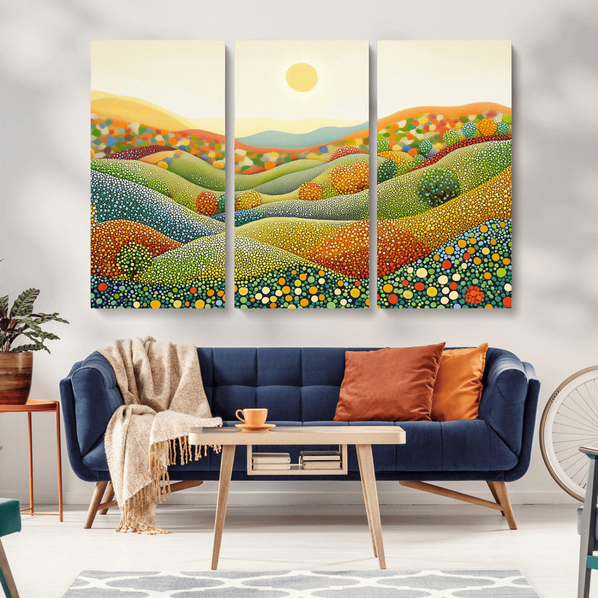 YAYOI KUSAMA Wall Art - Colorful Dot Art Landscape Canvas,