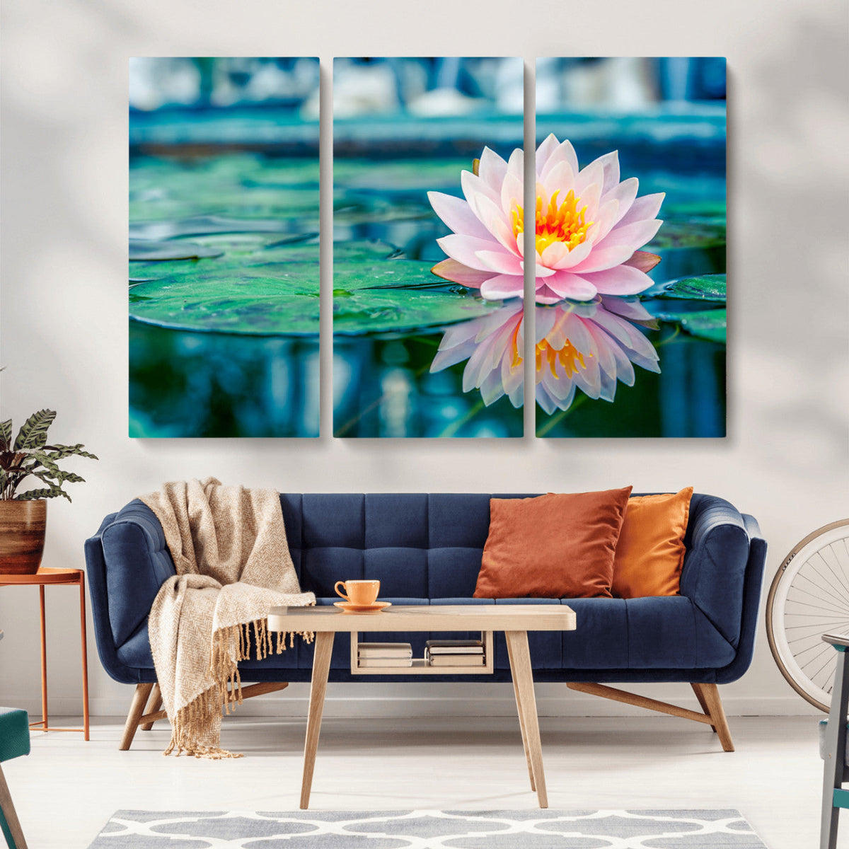 Lotus Flower Wall Art Canvas Print, Water Lily Large Wall