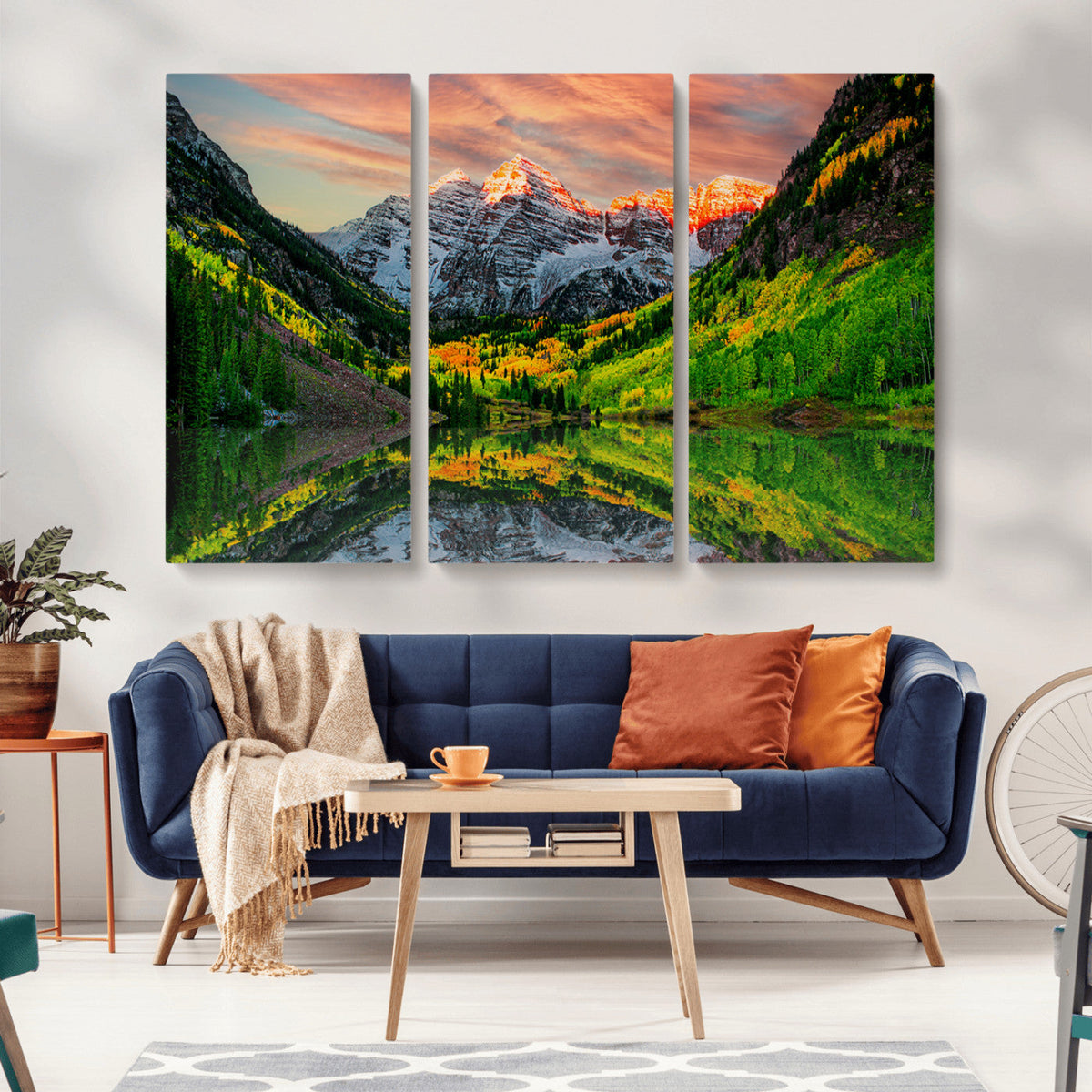 Maroon Bells Lake Wall Art Canvas Print – Framed Majestic